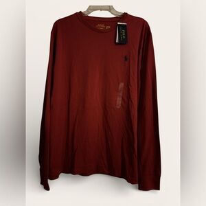 Ralph Lauren Men's Deep Red Long Sleeve Tee Large